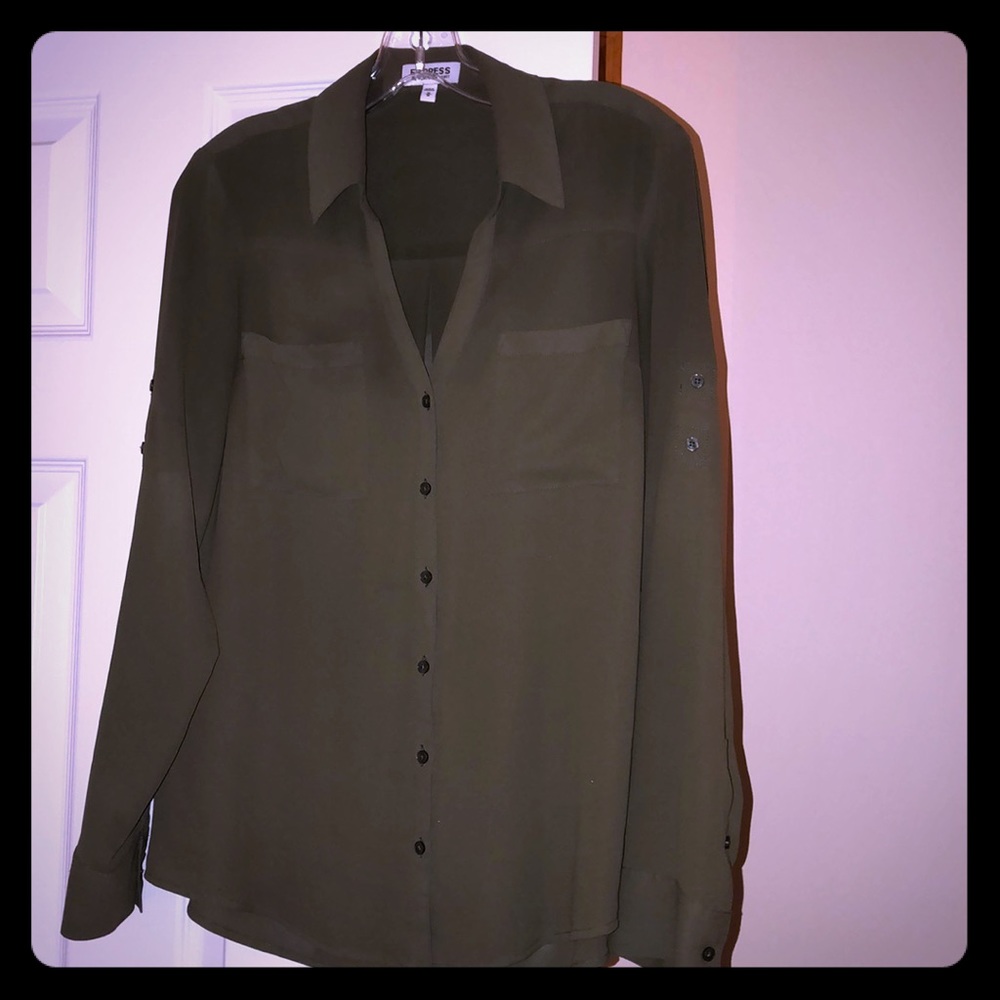 Olive green express dress blouse